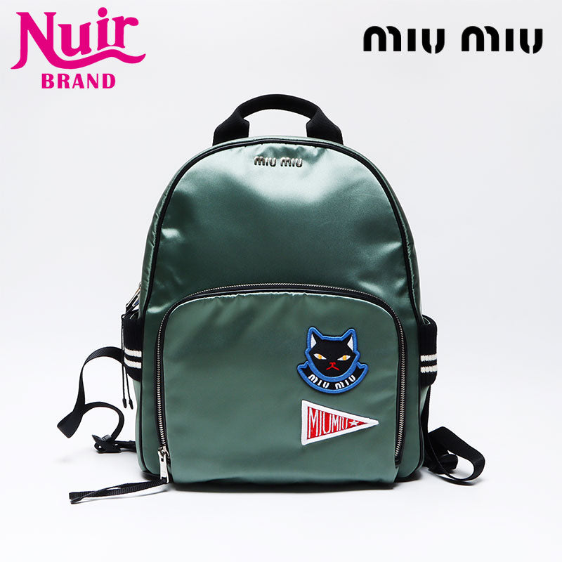 MIUMIU カーキ　ナイロンリュック　猫 WS12275-1_75c85839-f383-4a4b-