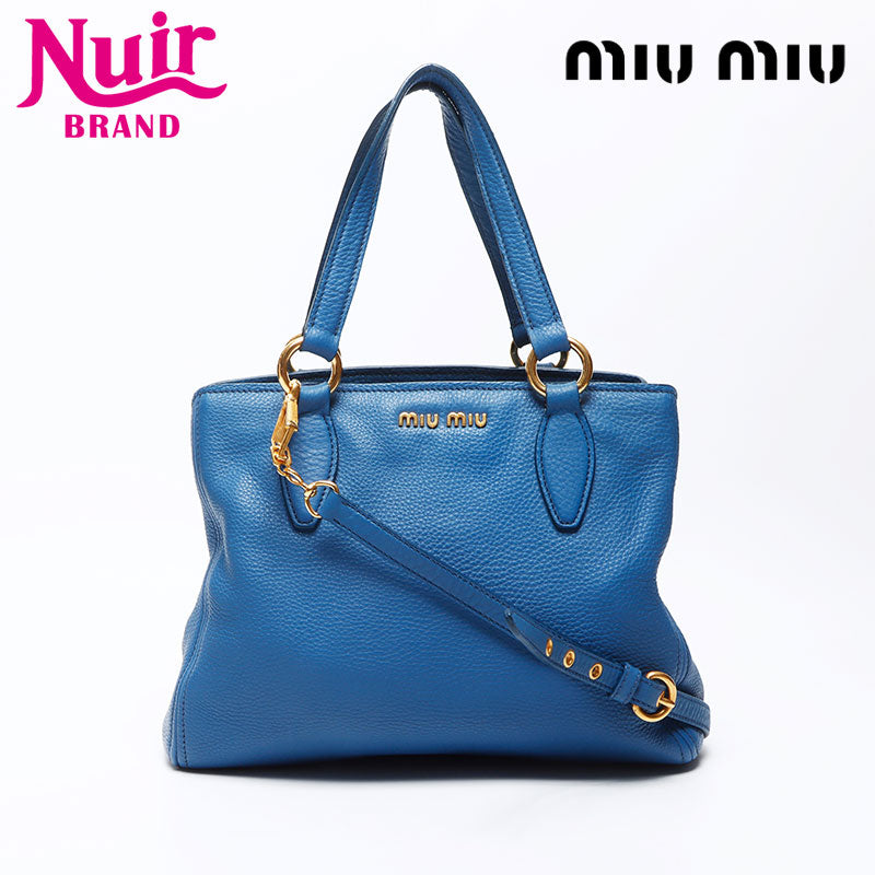 ミュウ ミュウ Miu Miu 2WAY ハンドバッグ ショルダーバッグ ブルー