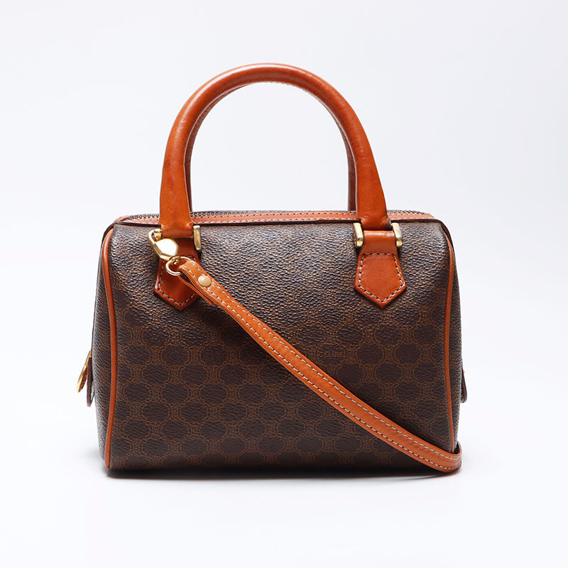 セリーヌ CELINE マカダム ミニボストン ショルダーバッグ ブラウン