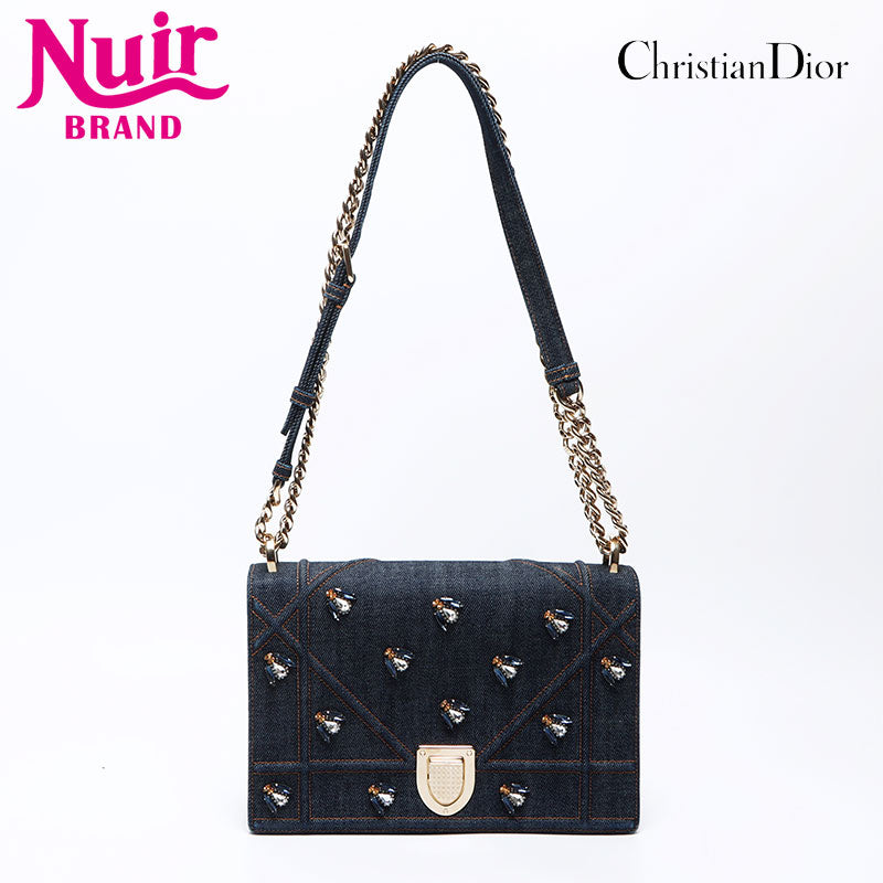 クリスチャンディオール Christian Dior ディオラマ 2016 デニム ビジュー クリスタル ショルダーバッグ ネイビー WS1 –  NUIR VINTAGE