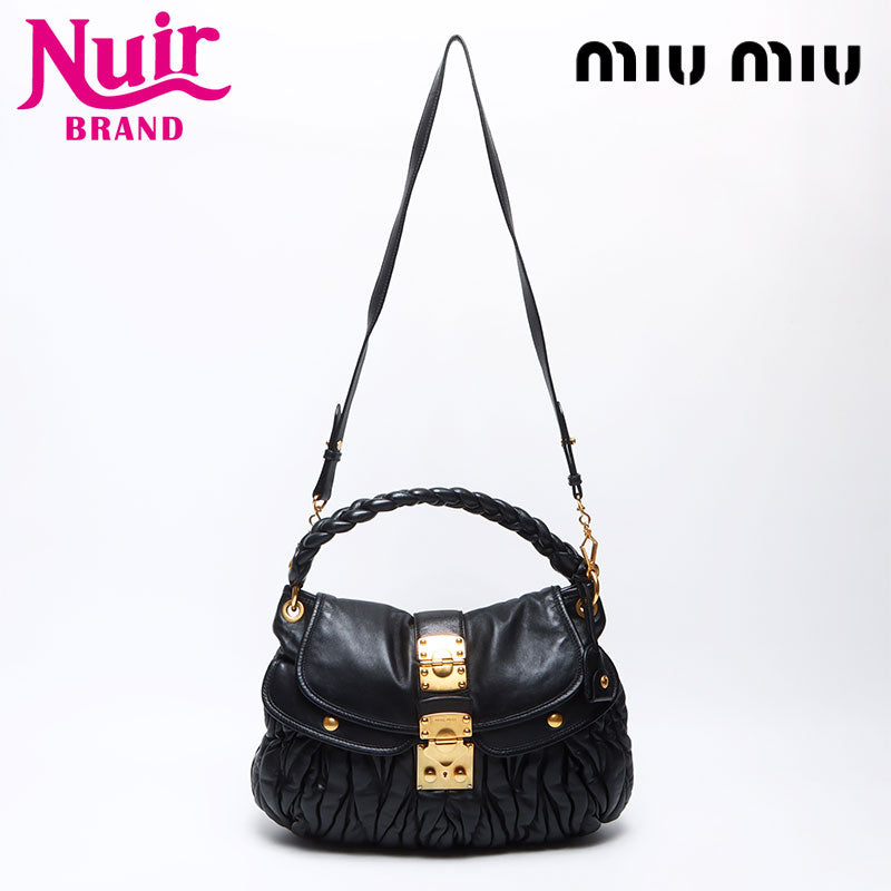 MiuMiu●ナッパマテラッセショルダーバック Miu Miu マテラッセ ナッパレザーショルダーバッグ | ブラック