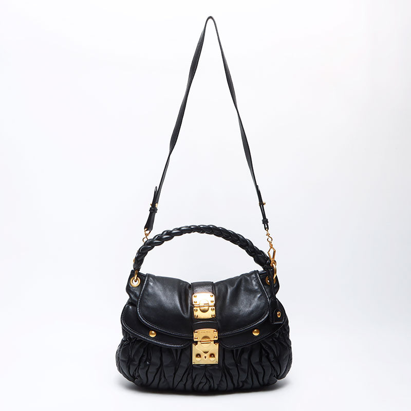 ミュウ ミュウ Miu Miu マテラッセ レザー ロック 2way ショルダー