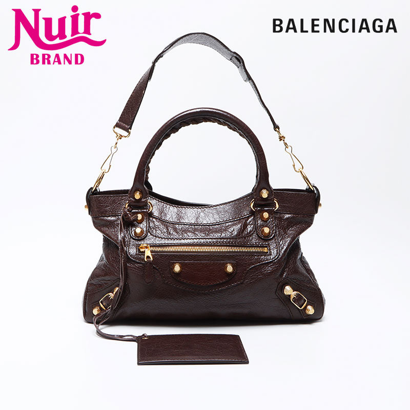 Balenciaga The First Gold Hardware Shoulder Bag Brown WS12415