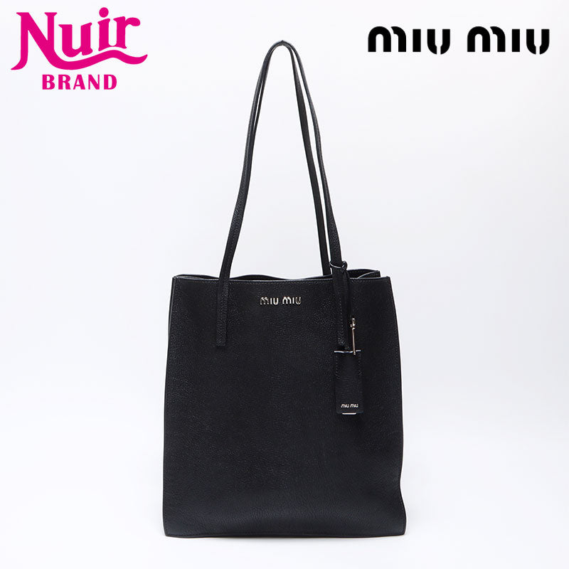 ミュウ ミュウ Miu Miu レザー シルバー ロゴ トートバッグ