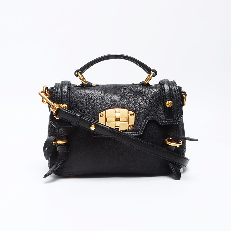Miu Miu Miu Logo 2way 2004 Shoulder Bag Black WS12443 – NUIR