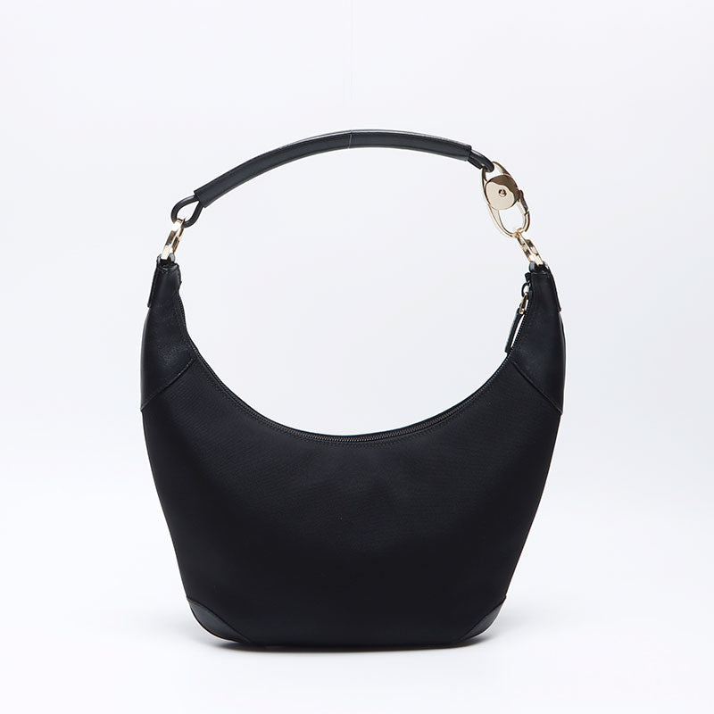 GUCCI レザーショルダーバッグ グッチ GUCCI キャンバス × レザー ショルダーバッグ ブラック