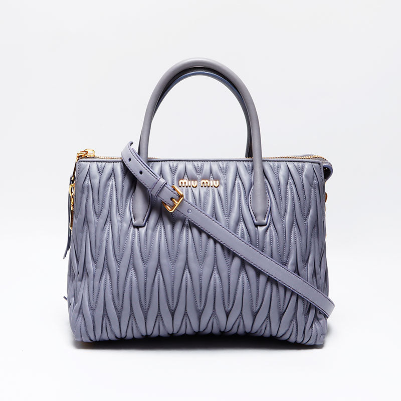 ミュウ ミュウ Miu Miu マテラッセ 2WAY ショルダーバッグ グレー