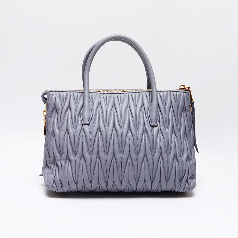 ミュウ ミュウ Miu Miu マテラッセ 2WAY ショルダーバッグ グレー