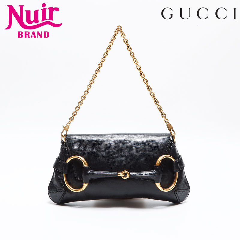 グッチ GUCCI ホースビット チェーン ショルダーバッグ ブラック