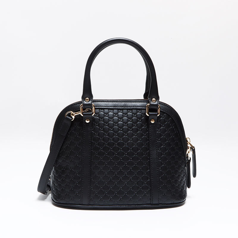 グッチ GUCCI GG マイクロシマ レザー 2way ショルダーバッグ ブラック