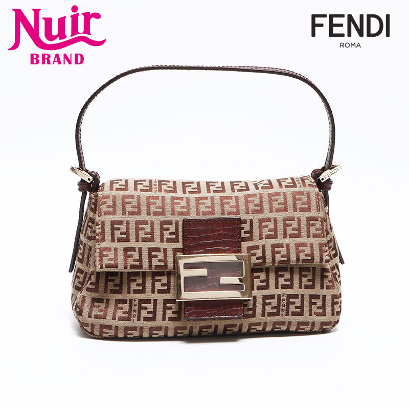 FENDI Zucchino Mini Mamma Bucket Leather Canvas 8BR180 Handbag