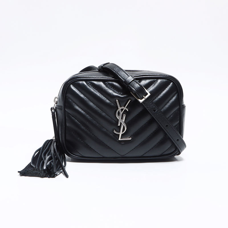 YVES SAINT LAURENT V-stitch tassel leather YSL Shoulder Bag black