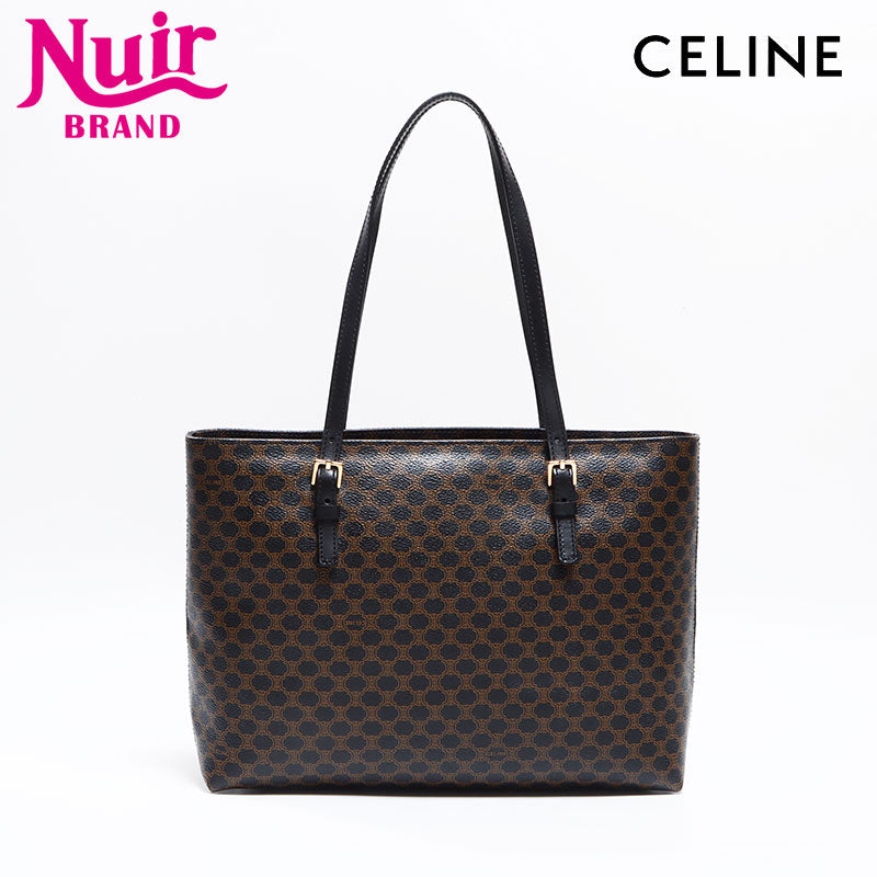 極美品 セリーヌ CELINE マカダム柄 PVC トートバッグ ブラウン