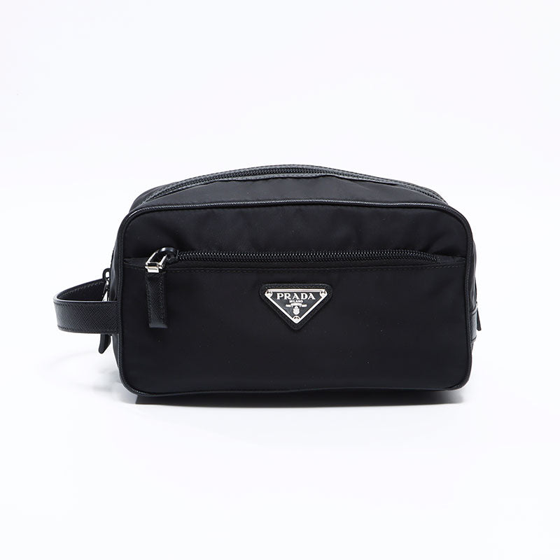 プラダ PRADA 三角ロゴ ナイロン ポーチ ブラック WS12708 – NUIR VINTAGE