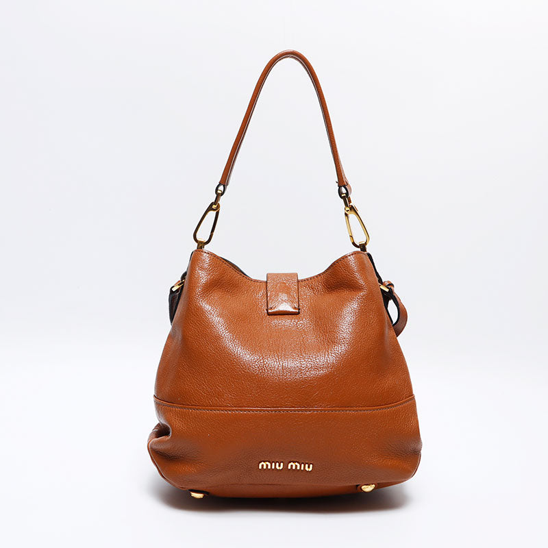 【希少クロコ❗️】miumiu 2way ！レザー　ショルダーバッグ　ブラウン 希少クロコ❗️】miumiu 2way ！レザー ショルダーバッグ ブラウン