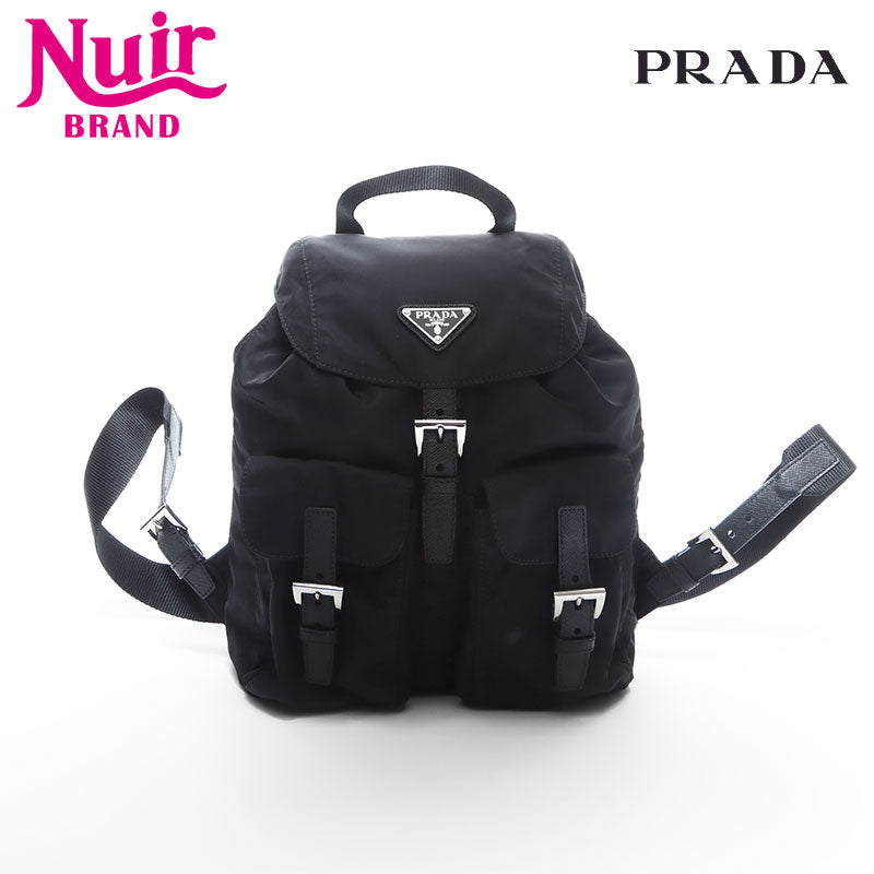 PRADA Triangle Logo Mini Backpack Tessuto Rucksack/Daypack Black