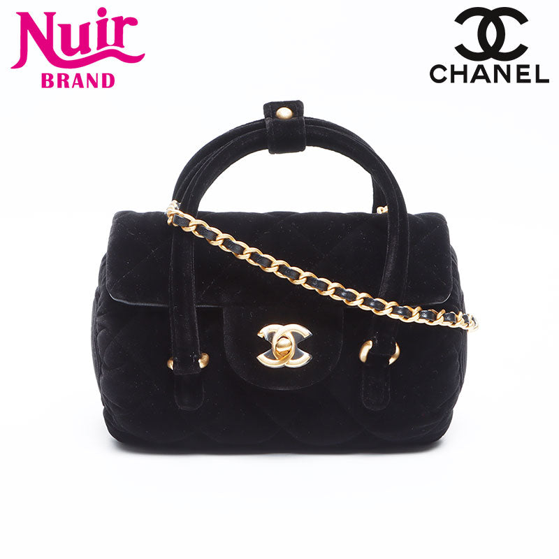 CHANEL 海外ノベルティ　高級ベロア　ミニボストンショルダーバッグ シャネル CHANEL ベロア ココマーク 2way ミニボストン ショルダー