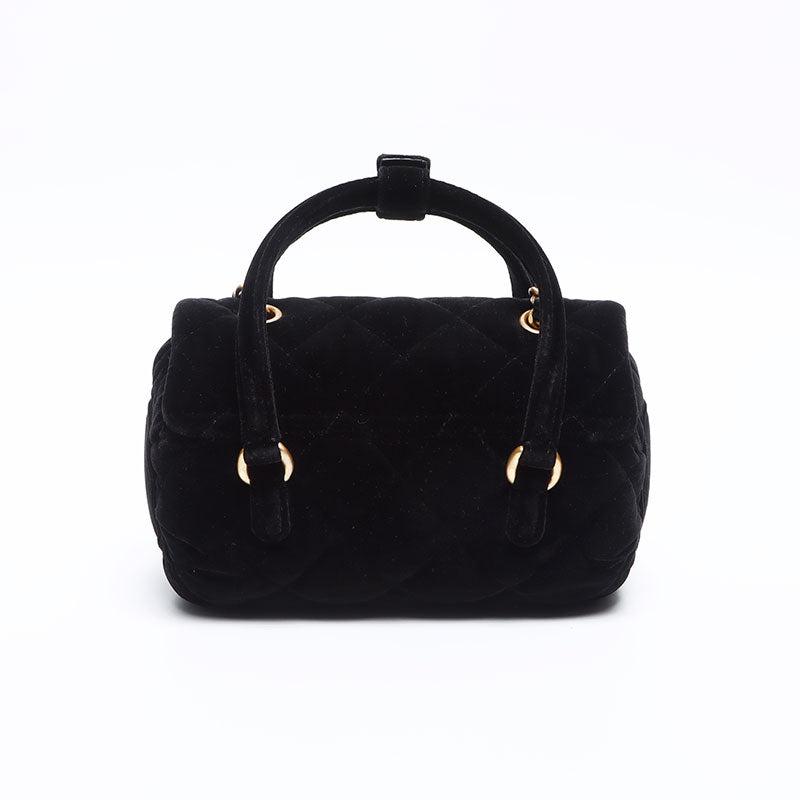 CHANEL 海外ノベルティ　高級ベロア　ミニボストンショルダーバッグ シャネル CHANEL ベロア ココマーク 2way ミニボストン ショルダー