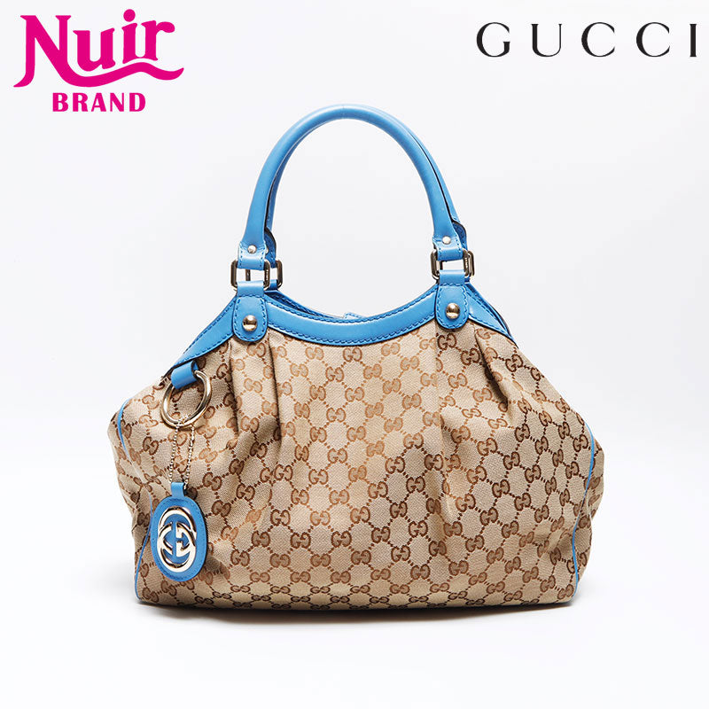 グッチ GUCCI GGキャンバス スーキー ブルー レザー