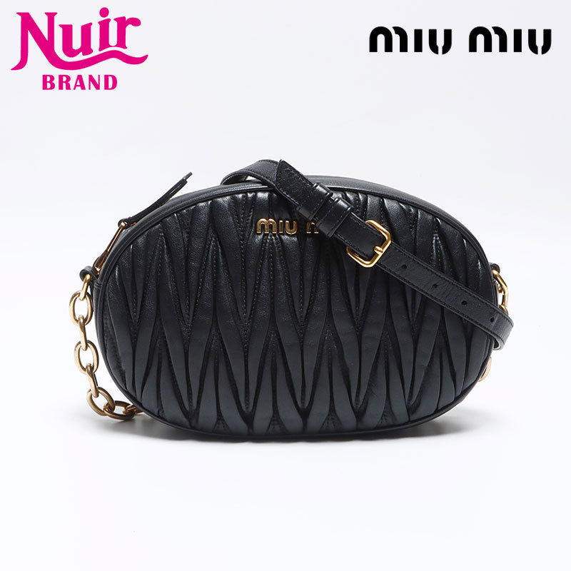 Miu Miu Matelasse Chain Leather Shoulder Bag Black WS12933 – NUIR