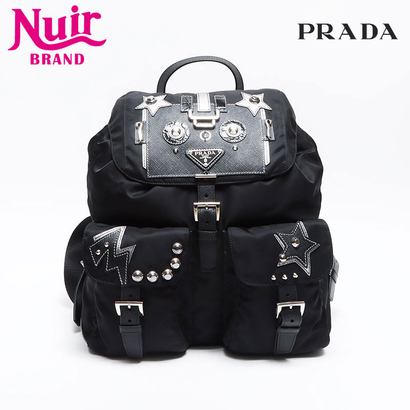 プラダPRADA ナイロンリュック黒三角プレート