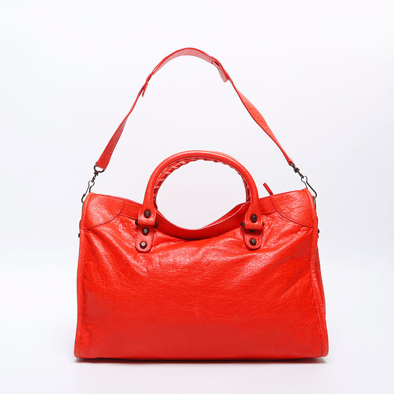 バレンシアガ BALENCIAGA シティ レザー ショルダーバッグ レッド