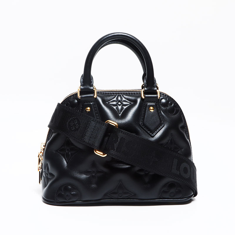 LOUIS VUITTON Alma Soft BB Bubble Gram Leather Shoulder Bag black