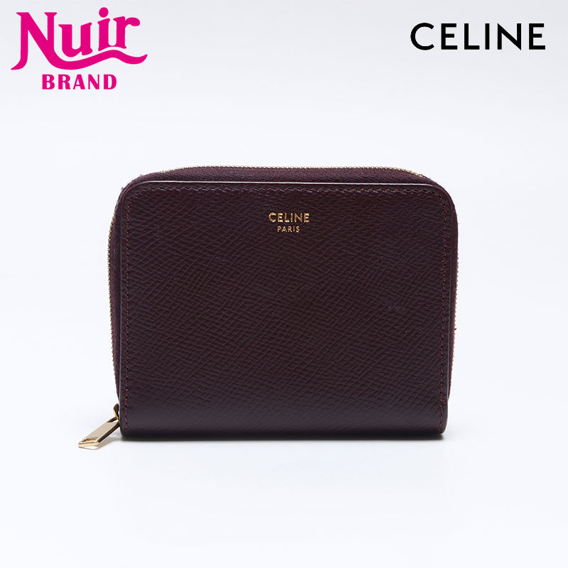 セリーヌ CELINE レザー ラウンドジップ コインケース ワインレッド