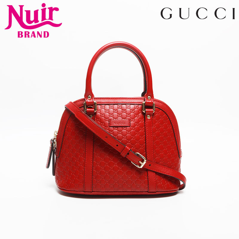 グッチ GUCCI マイクロ GG シマ レザー 2way ショルダーバッグ レッド