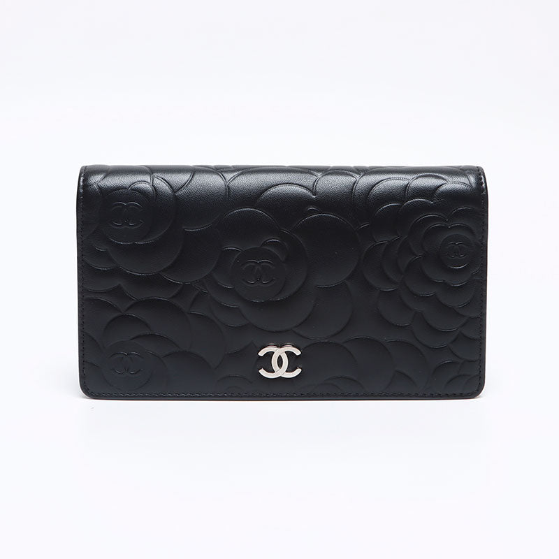極美品 シャネル CHANEL 17番台 カメリア レザー ココマーク 長財布