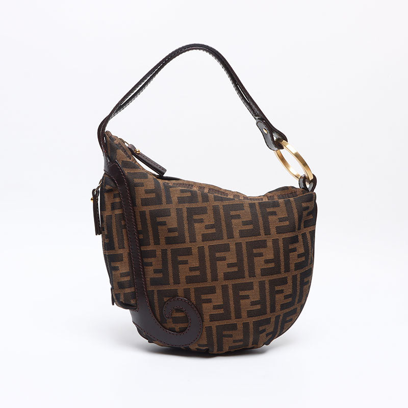 FENDI フェンディ ズッカ ショルダーバッグ ブラック×ブラウン フェンディ FENDI ズッカ ショルダーバッグ ブラウン WS13298