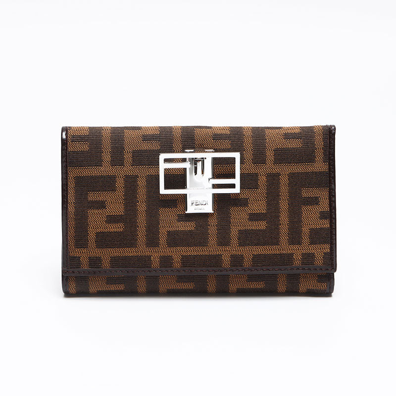 フェンディ FENDI ズッカ キャンバス 三つ折り財布 ブラウン