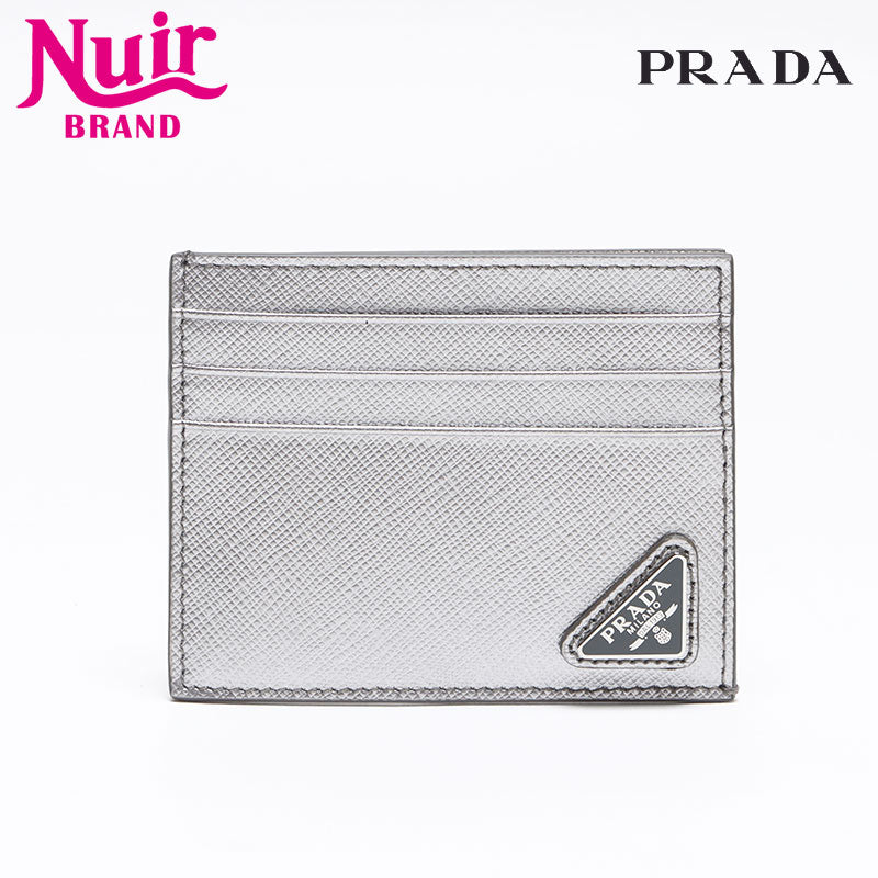 プラダ PRADA サフィアーノ 三角ロゴ カードケース シルバー