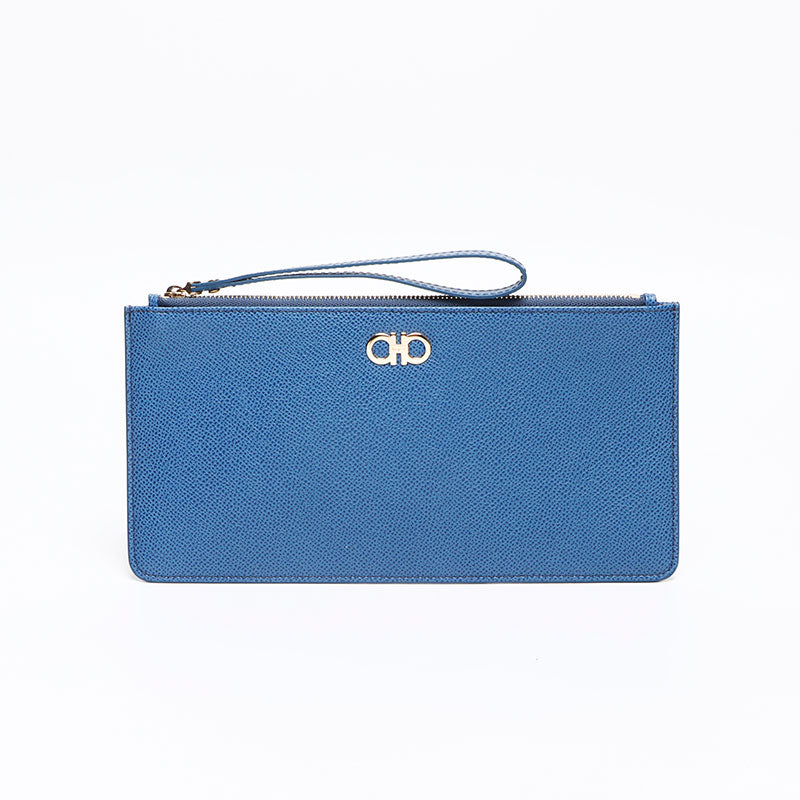 Salvatore Ferragamo Gancini pouch Clutch bag blue WS13367 – NUIR
