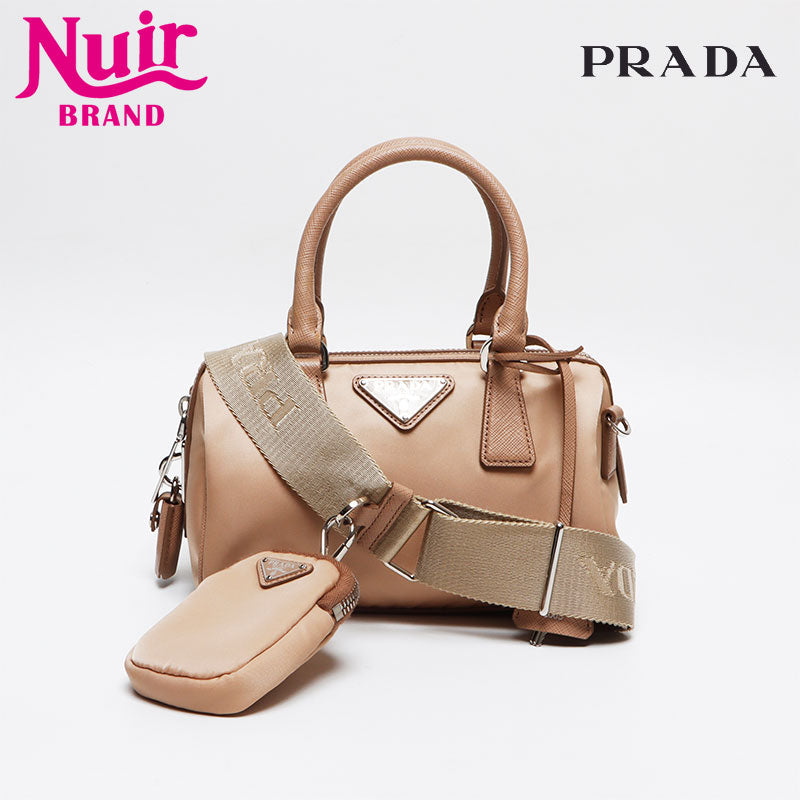 プラダ PRADA パドロック付 ミディアム Re-Nylon xレザー トップ