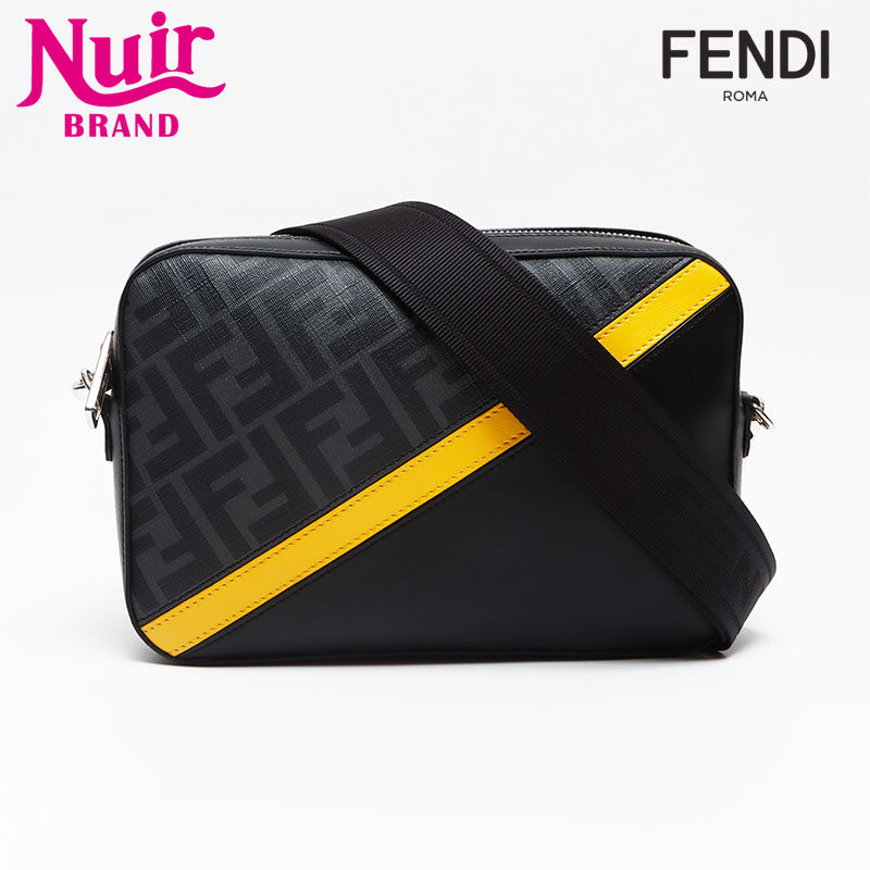 FENDI ケース　ブラック/イエロー FENDI Diagonal Camera Case Shoulder Bag Black WS13407 – NUIR VINTAGE