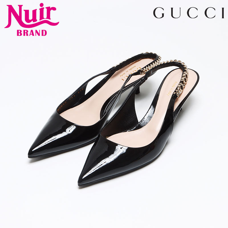 グッチ GUCCI ロゴ チェーン ストラップ パテントレザー Size