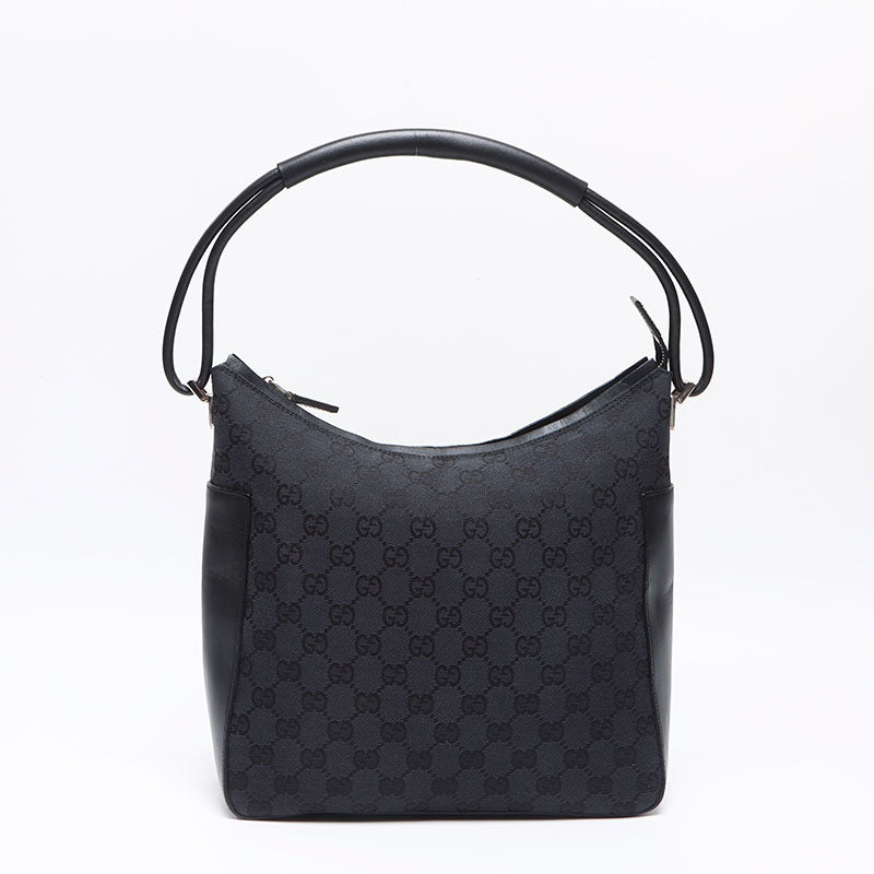 グッチ GUCCI GGキャンバス レザー ショルダーバッグ ブラック