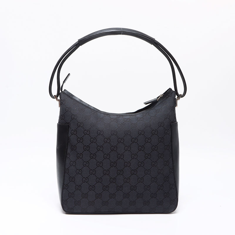 グッチ GUCCI GGキャンバス レザー ショルダーバッグ ブラック