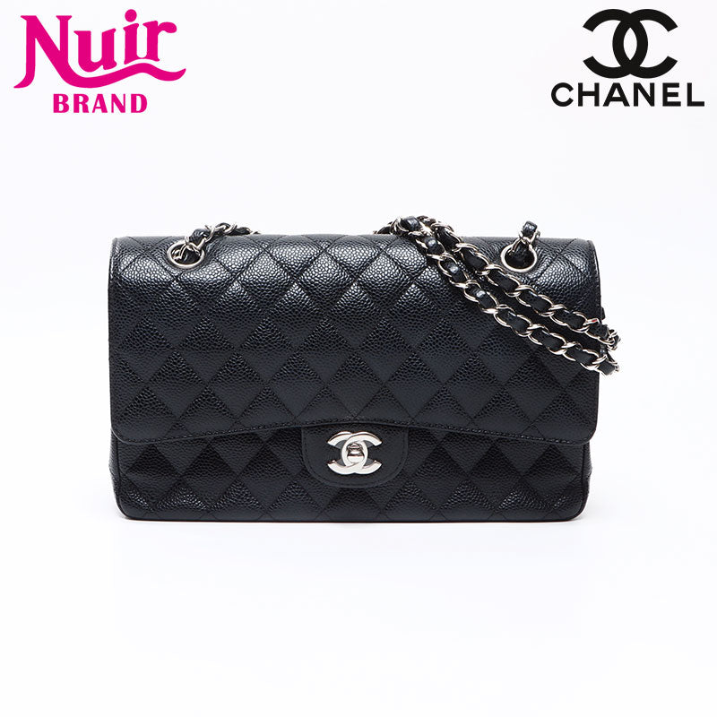 美品 シャネル CHANEL 25番台 キャビアスキン ダブルフラップ