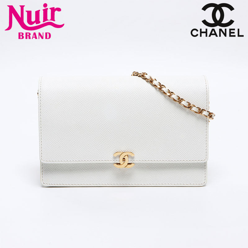 シャネル CHANEL 5番台 キャビアスキン チェーン ウォレット