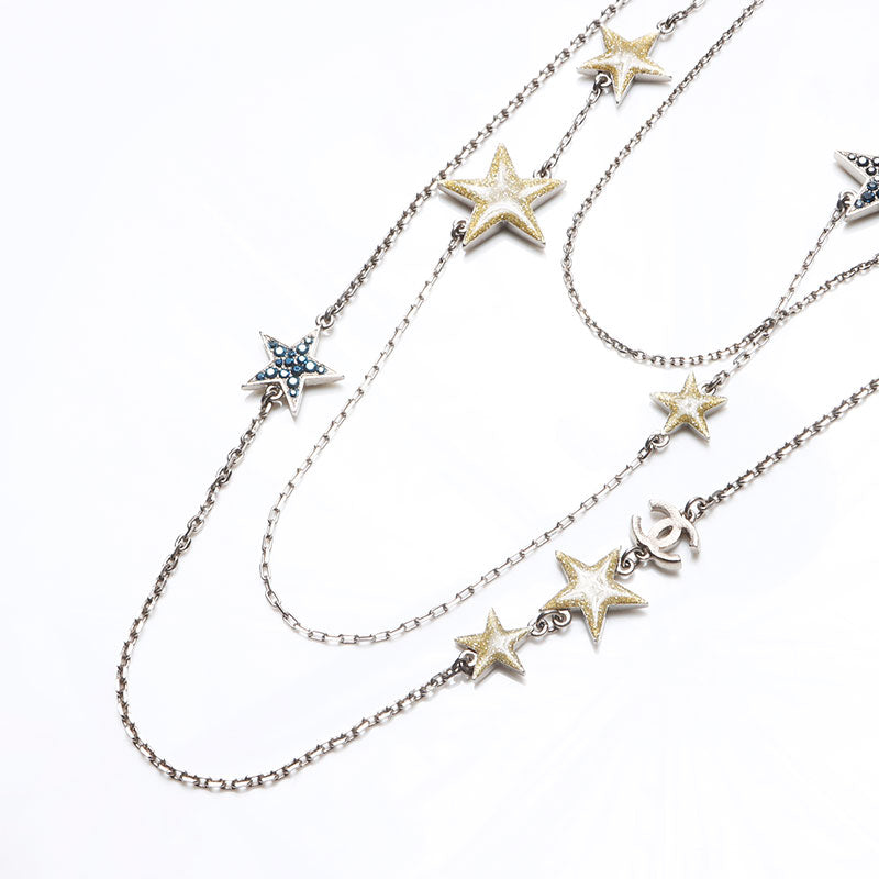 【CHANEL】首飾り CHANEL 08P 2008 COCO Mark Star Rhinestone Long 3 Row