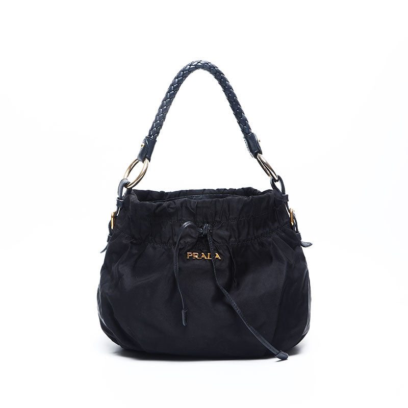 PRADA Nylon Logo Ribbon Shoulder Bag black WS13834 – NUIR