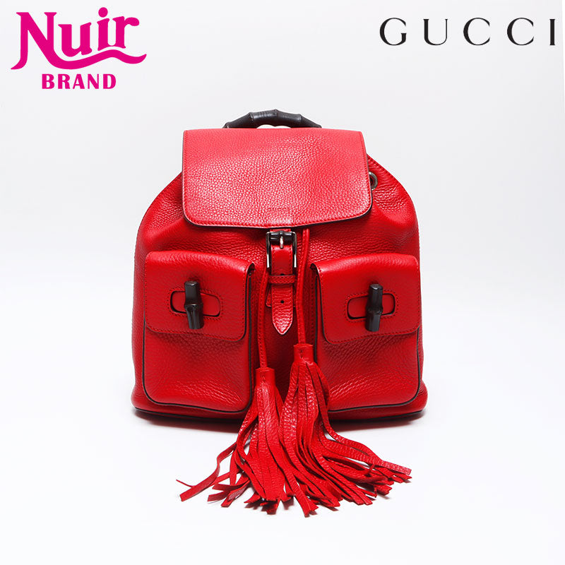 Gucci リュック グッチ GUCCI バンブー レザー リュック・デイパック レッド WS14043