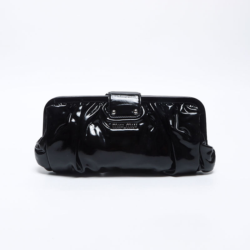 MIU MIU ブラック サテン クラッチバッグ MIU MIU ブラック サテン クラッチバッグ MIU MIU ブラック