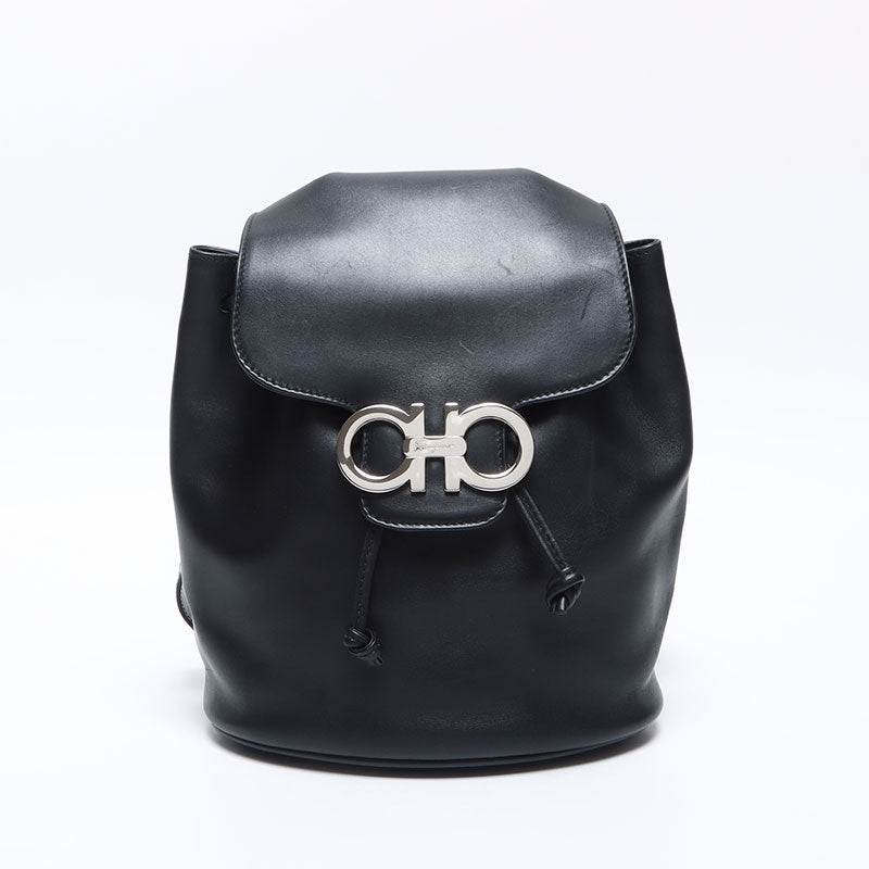Salvatore Ferragamo logo leather Backpack Daypack black WS14149