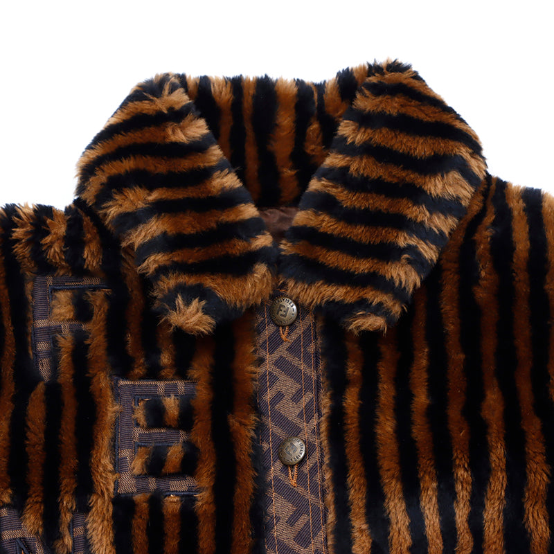 FENDI フェンディ 毛布 ストライプ ブラウン✖️ブラック ウール WS1416_3_b0315cfa-9bc1-4266-