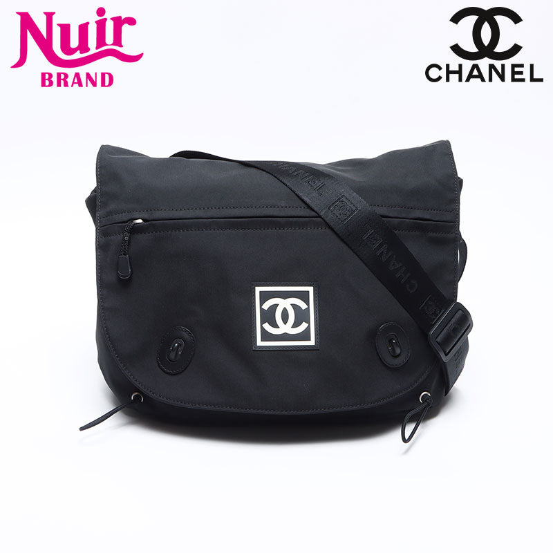 CHANEL 2003-2004 Sport Line Nylon Messenger Bag Shoulder Bag black