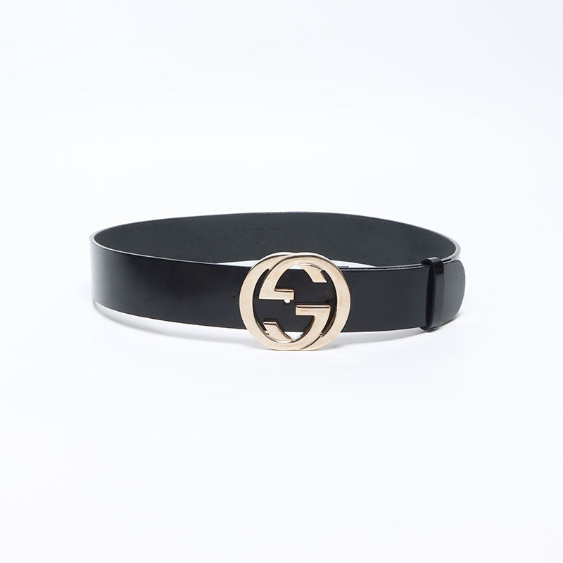 グッチ GUCCI インターロッキングGG バックル ベルト ブラック