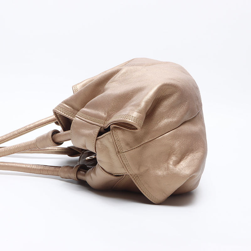 LOEWE　napaレザー ハンドバッグ　GOLD　スペイン製 LOEWE（ロエベ） アナグラム ナッパ アイレ ハンドバッグ シャンパン